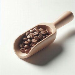 Obraz premium Minimal Wooden Scoop and Mixed Coffee Beans – High-Res Product Shot