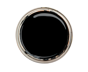 Top view of black paint can on a transparent background