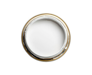 Top view of white paint can on a transparent background