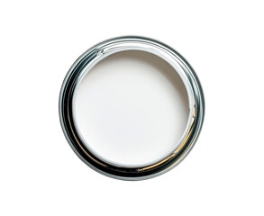 Top view of white paint can on a transparent background