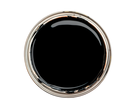 Top view of black paint can on a transparent background