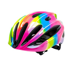 Fototapeta premium Colorful kids bicycle helmet safety gear rainbow design child protection