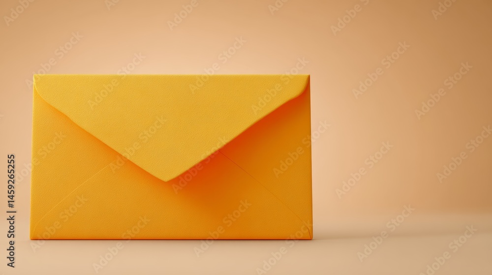 Poster Focused view of a glowing orange envelope icon against a smooth backdrop transitioning from deep coral to light peach, creating an inviting and modern atmosphere