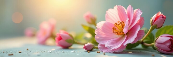 Fototapeta premium Single large flower in a shallow depth of field on white surface, field, shallow, floral