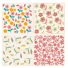 Vector pattern seamless flowers set
