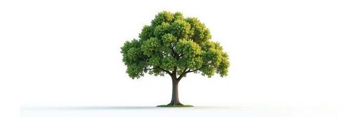 Obraz premium Single tree on white background with trunk isolated, backdrop, solitude, white