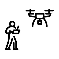 play drone outline icon. figure playing drone line art illustration.