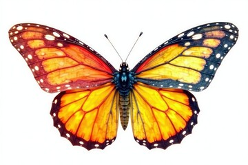 Fototapeta premium Single vibrant flap, isolated on pure white background , smooth, studio, folded