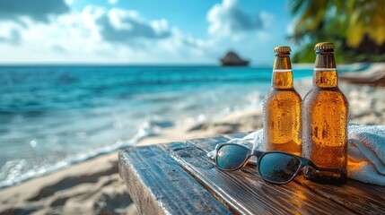 Refreshing drinks on a tropical beach