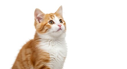 Sitting Orange Kitten on White