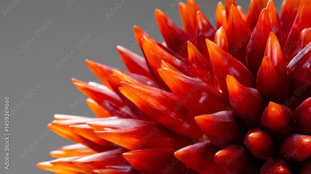 Poster a macro shot reveals an intensely detailed red organic sphere adorned with translucent spikes, set a