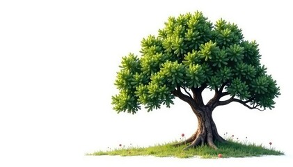 Tree with a sense of depth and perspective against a white background, coniferous, vastness