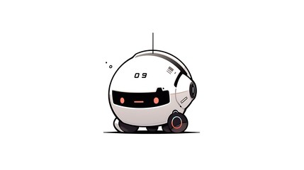 cheerful mini robot, doodle style, simple chibi
