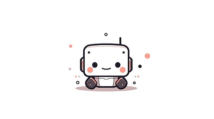 cheerful mini robot, doodle style, simple chibi