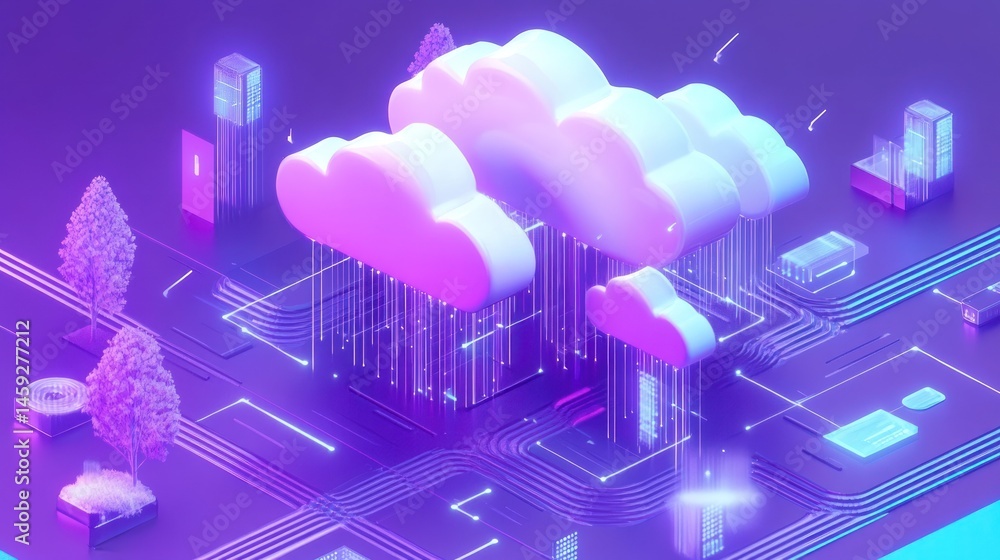 Poster abstract cloud computing scene