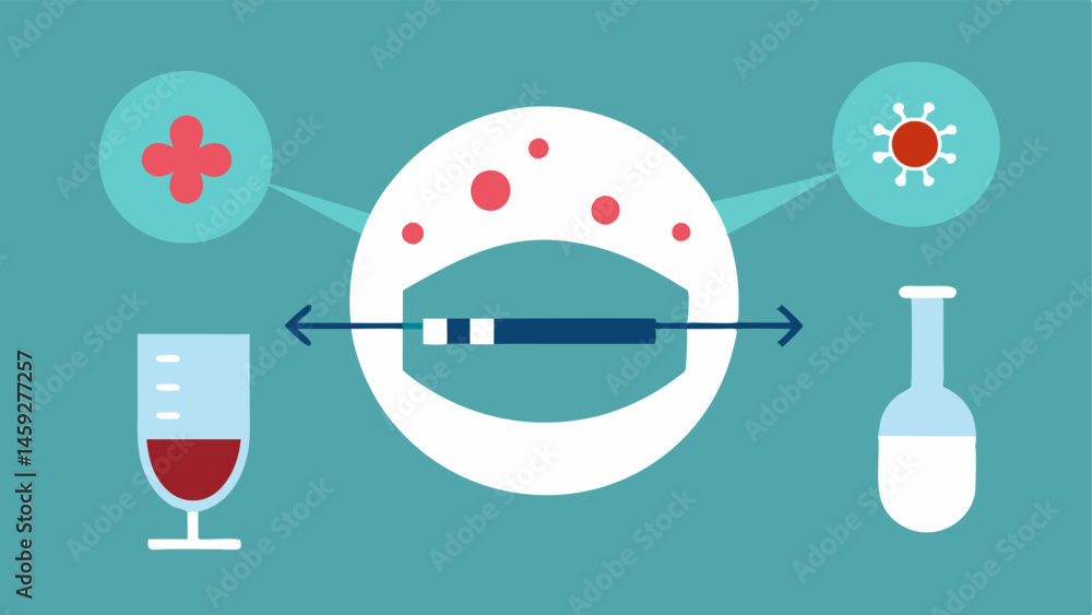 Poster infusion process a visual of a dropper infusing nanomaterials into the mask with arrows indicating h