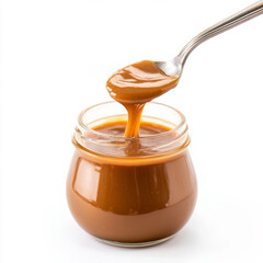A close-up of a delicious cajeta, a Mexican caramel made with goat's milk, used as a topping or
