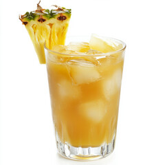 A close-up of a refreshing tepache, a fermented pineapple drink, with a sweet and slightly tangy