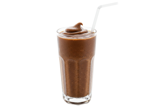 Delectable Chocolate Smoothie in Glass with Straw on Black