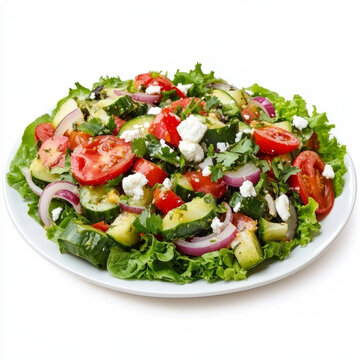 A vibrant plate of nopalitos salad, a refreshing salad with cactus paddles, tomatoes, onions,