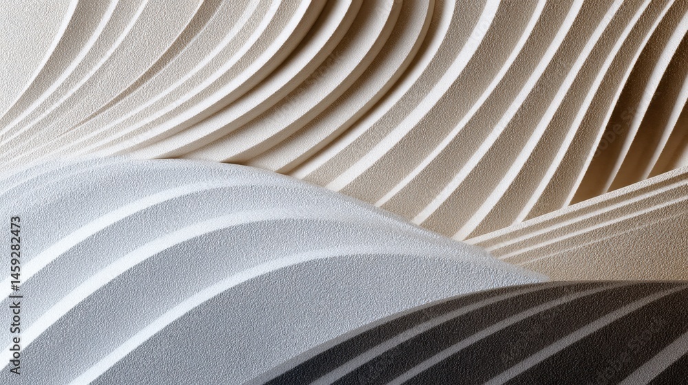Poster abstract white and beige textured waves background design pattern