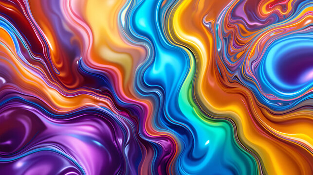 Abstract liquid vibrant colours, very colourful, ray tracing, unity URP shaders