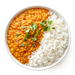 A bowl of dal tadka, with yellow lentils cooked in a flavorful tomato and onion sauce, tempered with