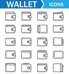 Vector Wallet Icons Set: Minimalist Line Art Design for Fashion and Finance