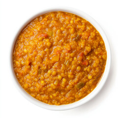 A bowl of dal tadka, with yellow lentils cooked in a flavorful tomato and onion sauce, tempered with