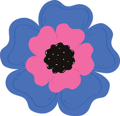 Cartoon Blue Flower Clipart