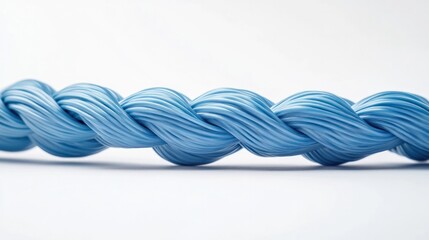 Twisted blue rope or twine with curled and coiled texture forming an abstract pattern background  Minimalist modern and elegant design for use in various creative graphic or studio applications