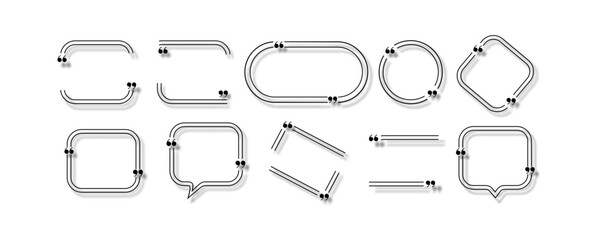 Obraz premium Quote box frames set isolated. Bubble speech comment message reference borders quotation. Vector
