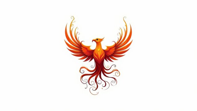 a phoenix with flames wings for logo design 