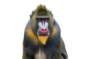 Majestic Mandrill Portrait A primates intense gaze against the void