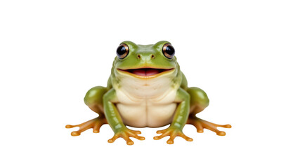 Obraz premium Closeup of a smiling frog, captivating portrait of amphibian joy in nature smiling