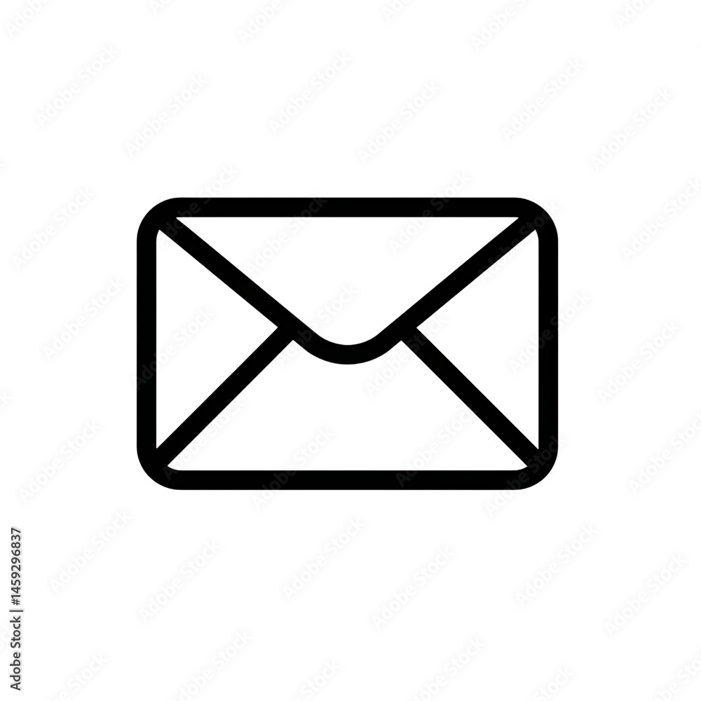 Poster simple outline of an envelope for sending messages transparent background