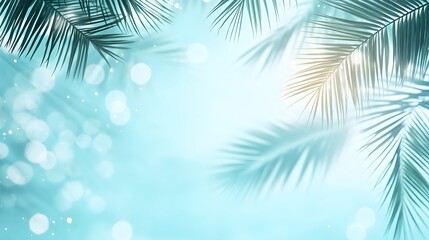 Tropical foliage silhouettes against a soft pastel background.