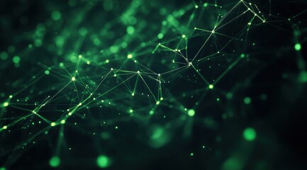 A dark background with green glowing network connections and lines, creating an abstract representation of the web in space.
