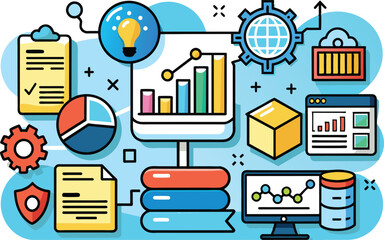 Data analytics, flat illustration, vector illustration.