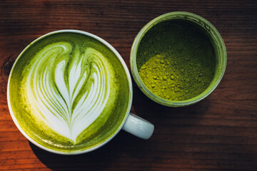 A cup of matcha latte.