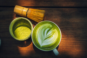 A cup of matcha latte.