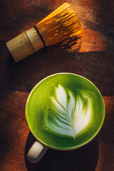 A cup of matcha latte.