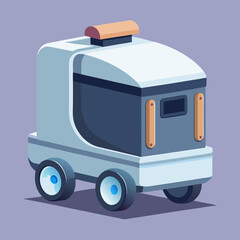 Cartoon ice cream truck on a vibrant purple background, evoking a fun and playful summer vibe.