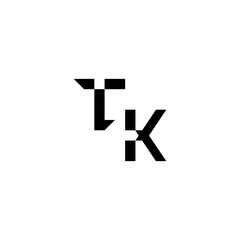 Obraz premium sporty style monogram cool minimalist logo TK Initial square concept Alphabet