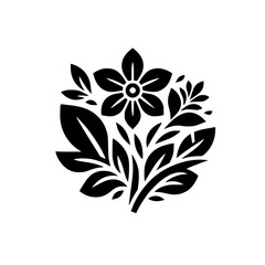 Elegant Floral Emblem: Black and White Nature Illustration