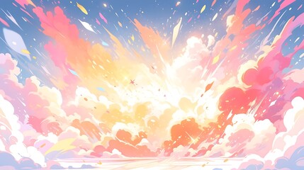 color powder explosion, colorful anime style