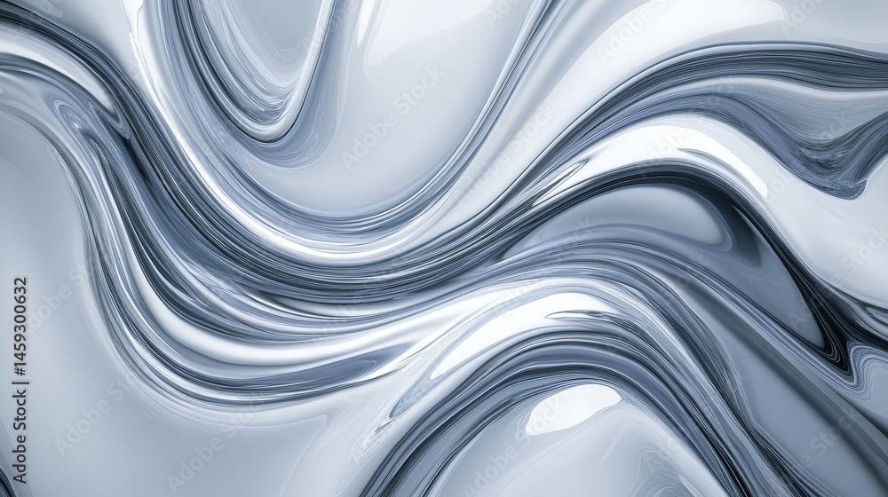 Poster minimal abstract background with flowing white and gray lines, soft curve design in modern gradient 
