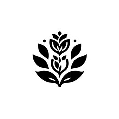 Minimalist Floral Emblem: Black and White Botanical Design