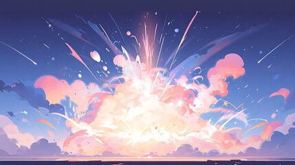 color powder explosion, colorful anime style