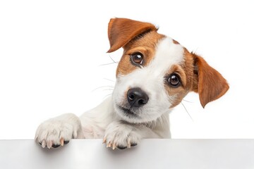 Adorable Jack Russell Puppy Peeking Cute Dog Face White Background Pet Adoption Dog Lover Puppy Pictures